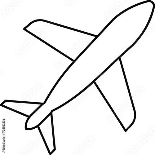 continuous line art airplane flying design illustration on transparent