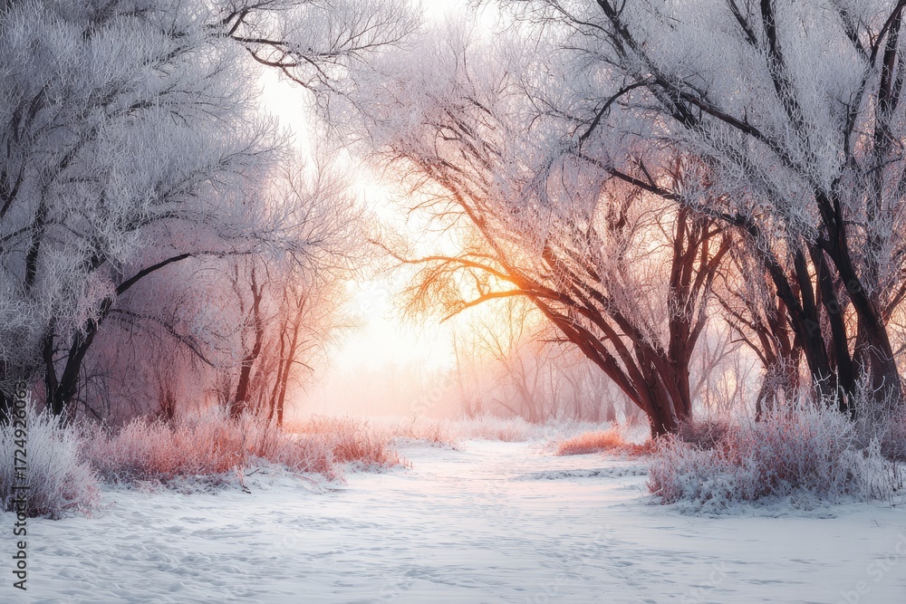 Naklejka premium Winter wonderland sunrise