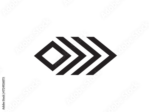 Abstract Arrow Logo Icon with Minimal Vector Line Artwork