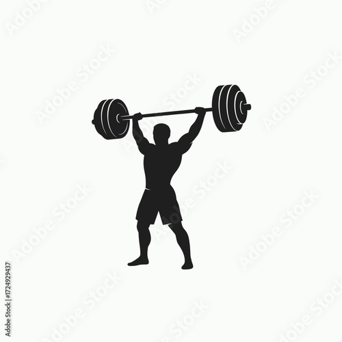 Silhouette of a weightlifter lifting a barbell overhead.