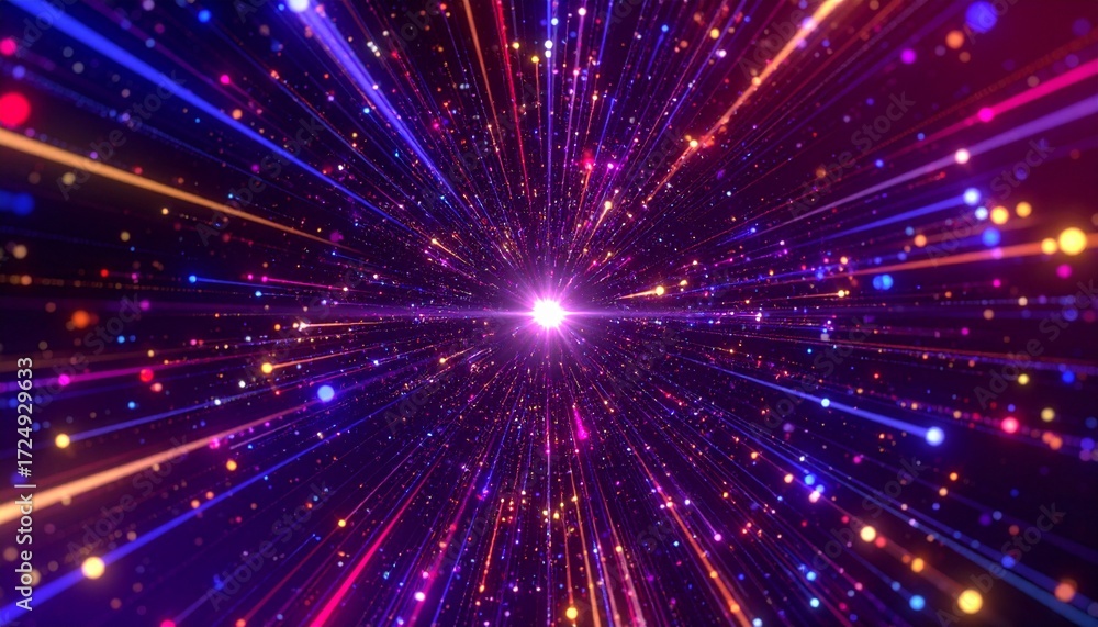 Fototapeta premium Warp Speed Through a Galactic Star field 銀河の星屑と高速移動するようなイラスト