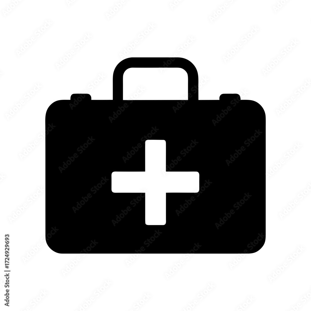 Obraz premium First Aid Kit With Plus Icon Vector Flat And Clean Look