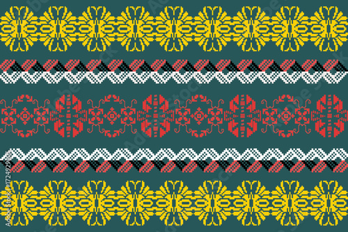 Golden Rows & Crimson Echoes pattern