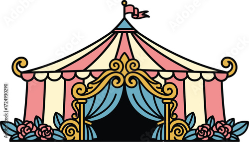 Circus tent vector illustration icon editable