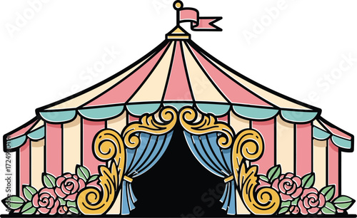 Circus tent vector illustration icon editable