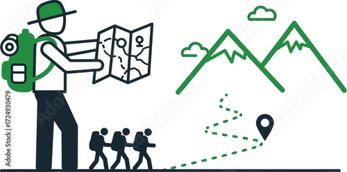 Hiker adventure expedition icon vector illustration