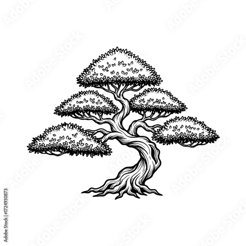Bonsai Tree Symbolic Silhouette Patience Careful Cultivation Dedication Balance Oriental Art