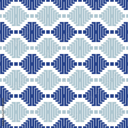 Blue and white seamless geometric pattern background