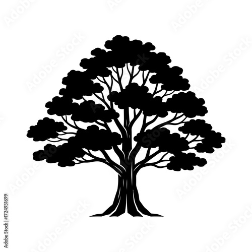 Majestic Oak Tree Abstract Geometric Silhouette Minimalist Modern Architecture Symbolism