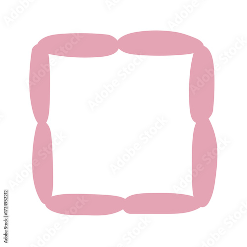 A single hand-drawn square frame with scalloped wavy edges. Bold orange decorative border in doodle style. Ideal for scrapbooking, invitations, greeting cards, photo albums, and creative designs.