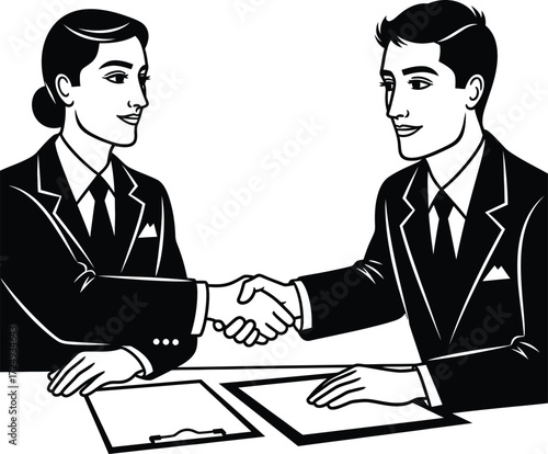 Business partners shaking hands in agreement after successful negotiation on transparent background