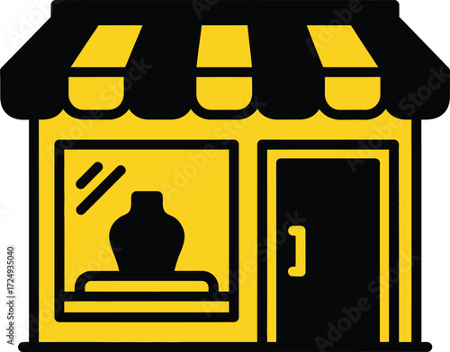 Storefront Icon Yellow Black Flat Design Shop