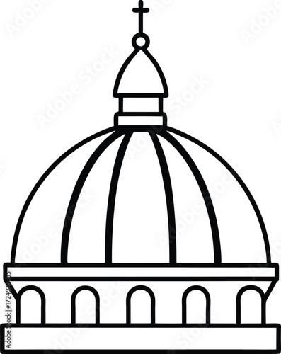 cathedral dome continuous outline architectural drawing