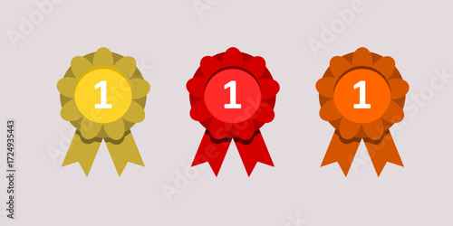 First Place Award Ribbon Medal Icons