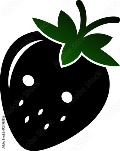 Strawberry, shy silhouette vector icon , white background