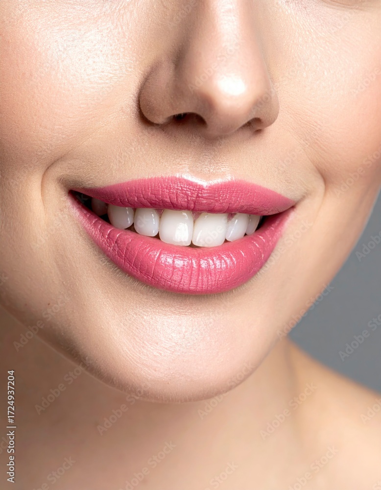 Fototapeta premium Closeup Woman Smiling Healthy Teeth.