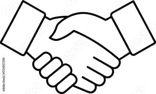 line art handshake business deal concept illustration on transparent