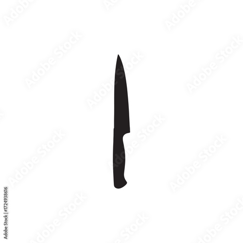 Silhouette of a Chef’s Knife with Sharp Blade on White Background