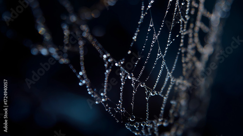 spider web with dew drops