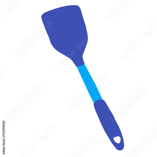 A clean, bright blue illustration of a solid spatula