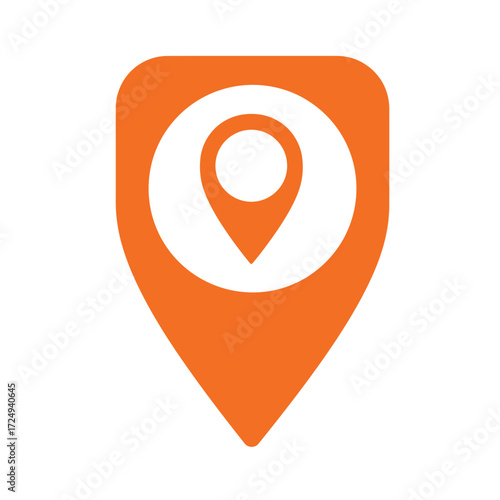 Simple orange location pin icon graphic with white center detail