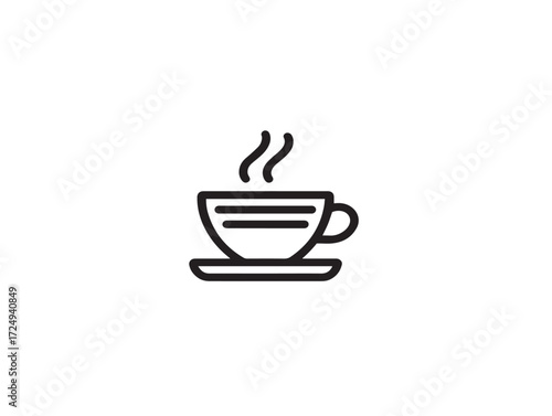 Minimalist coffee shop logo outline icon with modern vector elegance