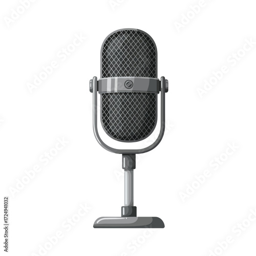A vintage style studio microphone depicted in a detailed illustration format