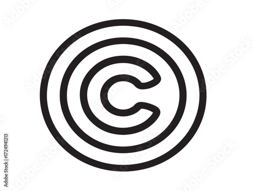 Copyright symbol outlined in minimalist vector design for legal usage