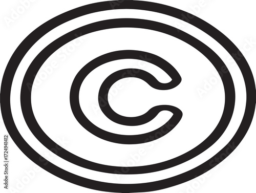 Creative copyright mark illustrated with minimal vector style elegance