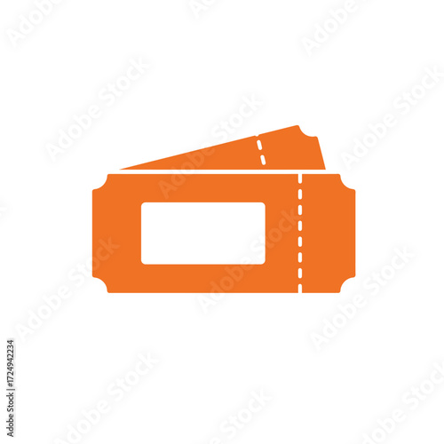 Two orange tickets displayed in a flat simple and modern illustrative style