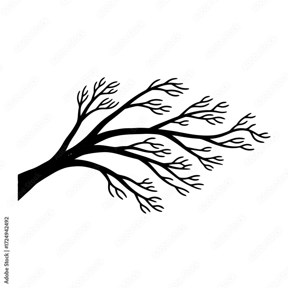 Fototapeta premium Expressive Silhouette Tree Branch Reaching Out Helping Limbs Support Guidance Concept