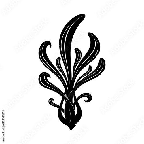 Abstract Futuristic Silhouette Bioluminescent Alien Plant Glowing Tendrils Sci Fi Design