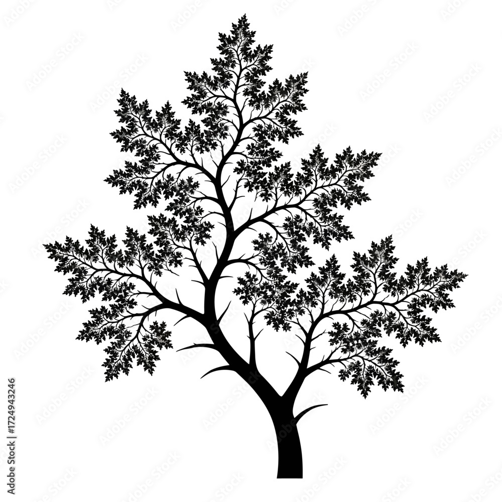 Obraz premium Intricate Arboreal Fractal Pattern Tree Branches Black Vector Design Complex Nature Geometry
