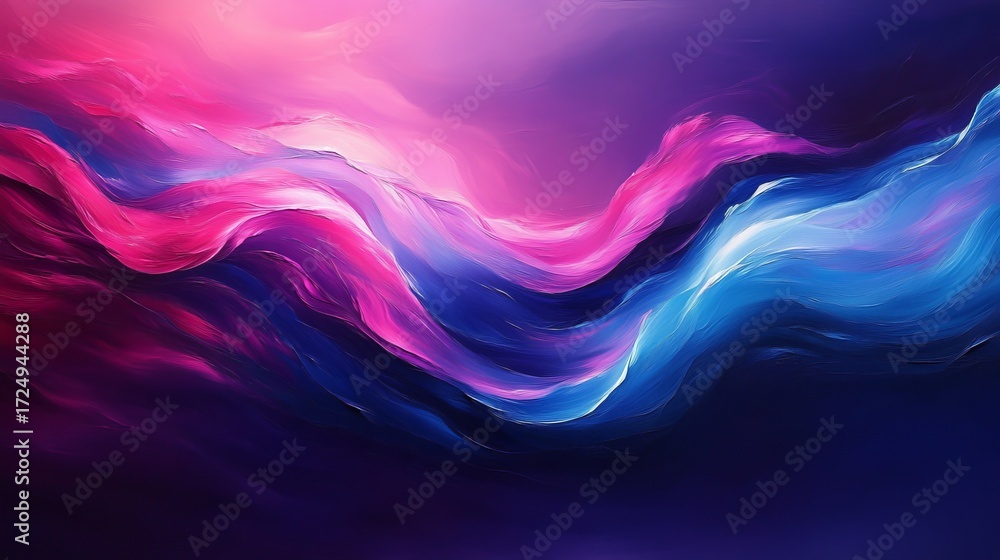 Naklejka premium Vibrant abstract wave flows with bright pink, purple, and blue hues
