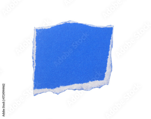 Pieces of torn or cut blue paper, design elements isolated on white background.