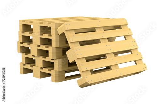 Wooden pallet on white background. Isolated 3D illustration