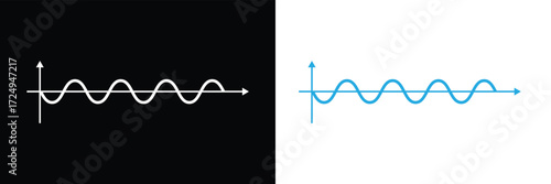 Pure sine wave inverter, amplitude voltage pure sine wave graph. isolated on white and black background. Vector illustration EPS 10 .