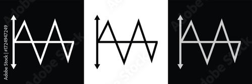 Pure sine wave inverter, amplitude voltage pure sine wave graph. isolated on white and black background. Vector illustration EPS 10 .