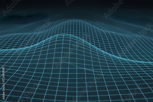 Glowing Wave Grid Digital Effect