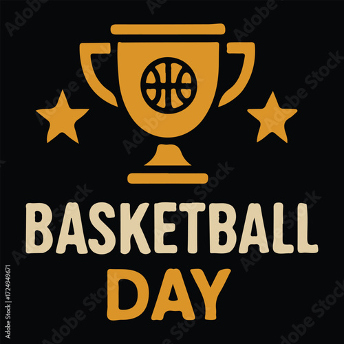 Basketball Trophy Celebration Illustration for Championship Event