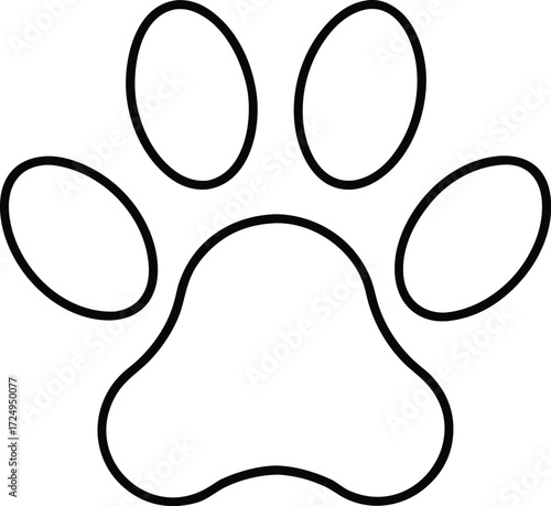 minimalist dog paw line art illustration on transparent