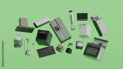Online shopping mobile application household appliances. 3d illustration