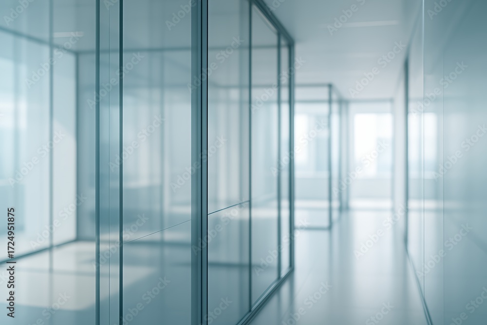 Fototapeta premium Corporate Abstract Background Modern Glass Office Walls with Natural Daylight Reflections
