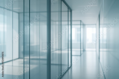 Corporate Abstract Background Modern Glass Office Walls with Natural Daylight Reflections