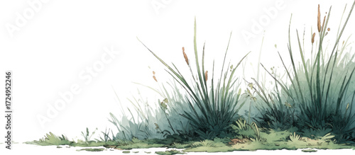 green grass on white background