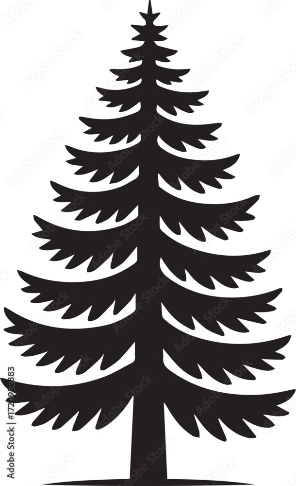 Obraz premium Majestic evergreen fir tree silhouette isolated on for natural design elements