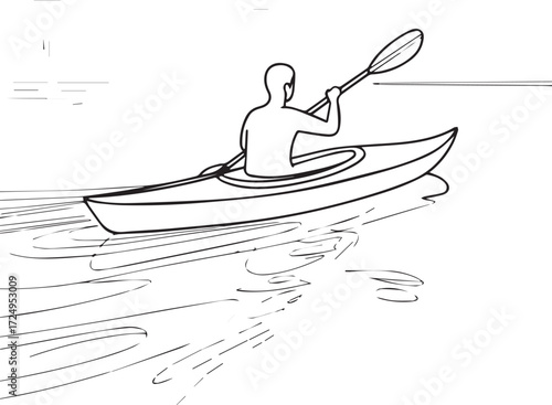 Person kayaking on water with paddle creating wake active outdoor recreation