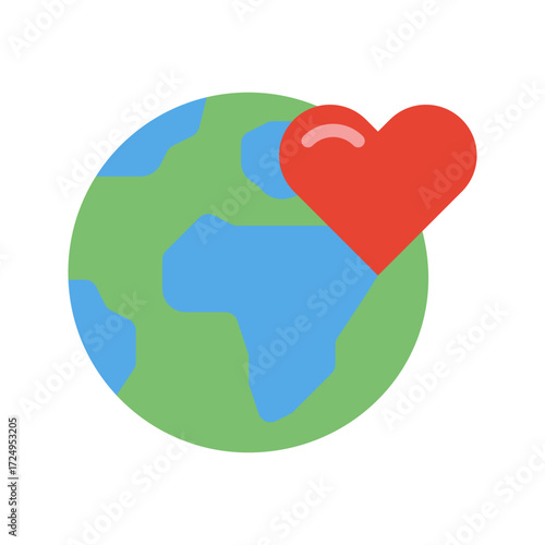 Heart + World icon vector image. Suitable for mobile apps, web apps and print media.