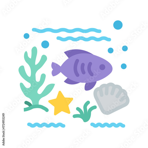 Marine Biodiversity icon vector image. Suitable for mobile apps, web apps and print media.