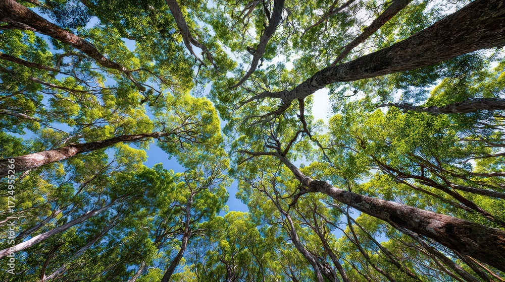 Fototapeta premium Dense Lush Forest Canopy View Upward